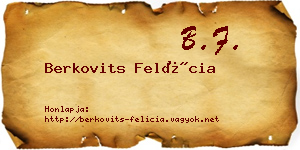 Berkovits Felícia névjegykártya